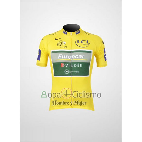 Europcar Lider Ropa Ciclismo Culotte Corto 2011 Hombre Mangas Cortas AMarillo